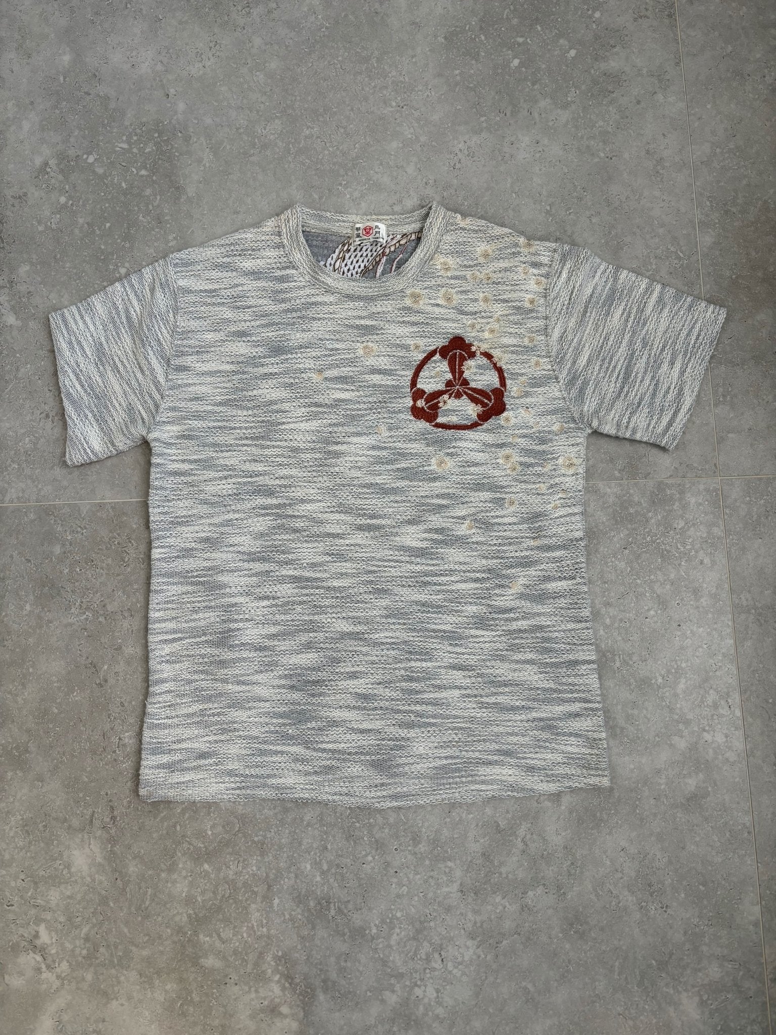 Japanese Embroidered Dragon Knitted Tee-shirt XL